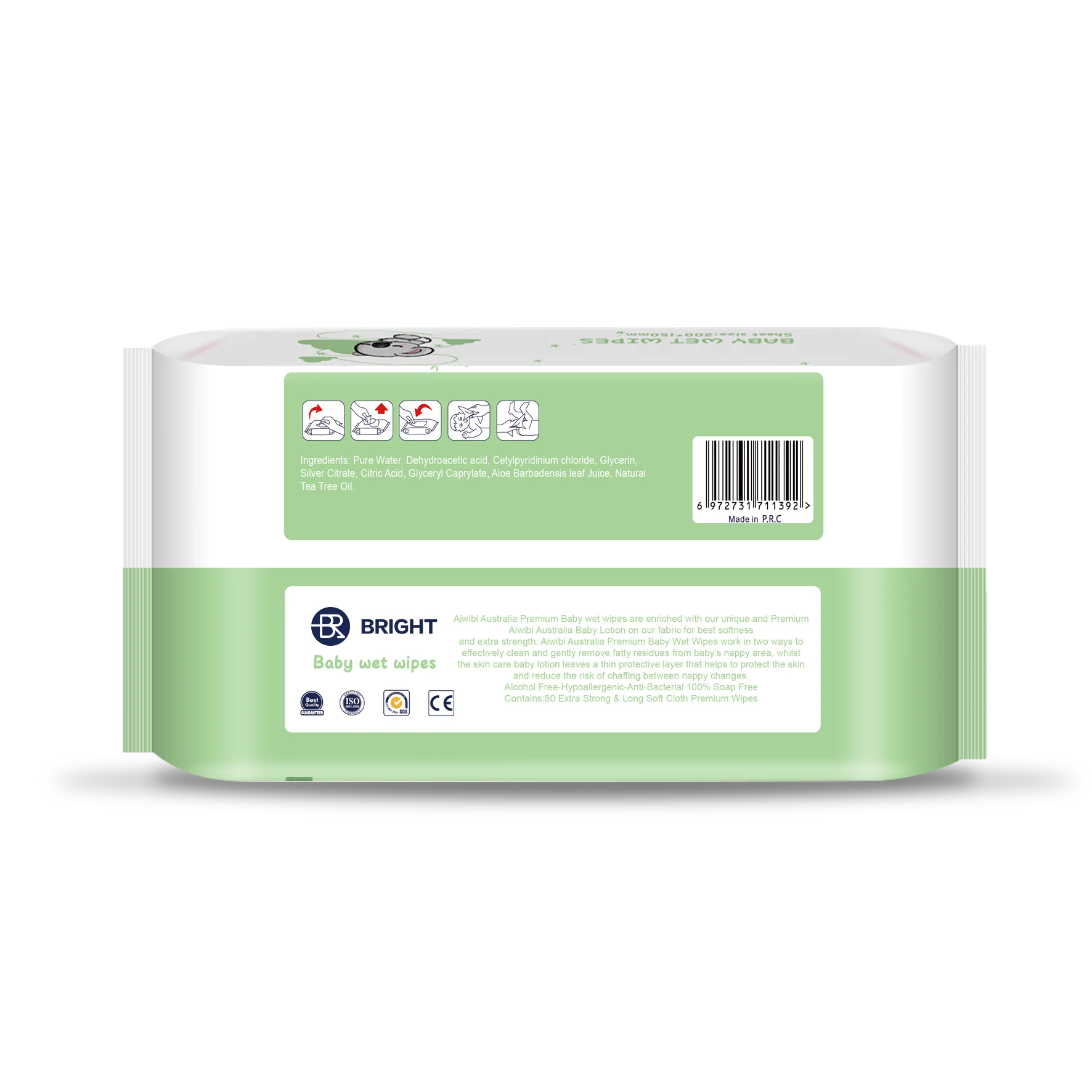 BR Popular selling  Bamboo Biodegradable Baby Wipes Chemical Free 99.9% Pure Water No harsh ingredients