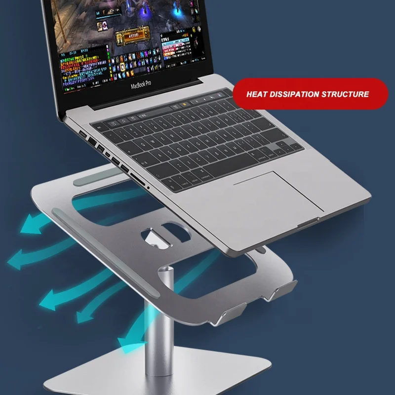 Desk Laptop Riser Notebook Holder Stand Desktop Aluminum Black Laptop Raiser Stand Adjustable