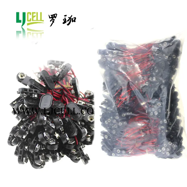 I-Type and T-Type Soft/Hard Plastic Battery Case Holder Battery Contact Seat with wire connector for 9V 6LR61/6F22 Battery