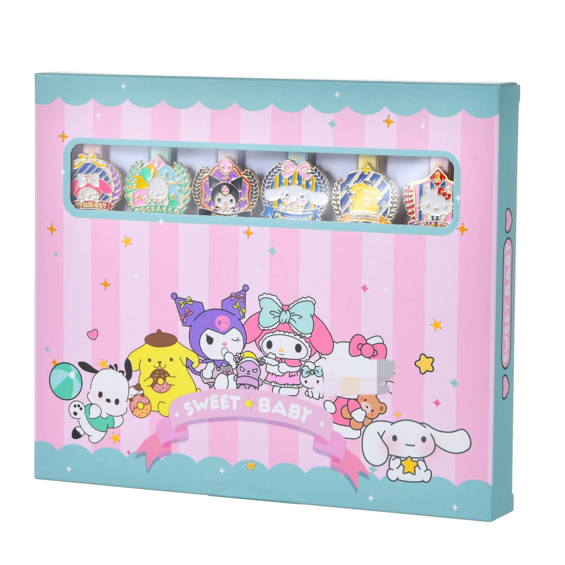 ST008 Wholesale stationery kawaii 6 pieces Cartoon Kuromi Melody neutral pen cute anime Pochacco cat school 0.5 black gel pen