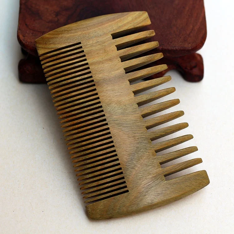 Green Sandalwood Double-sided Comb Wood Products Small Comb Massage Comb