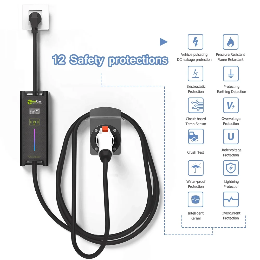 Стандартное зарядное устройство SAE J1772 для электромобиля 2 уровня с синими контактами CEE 3