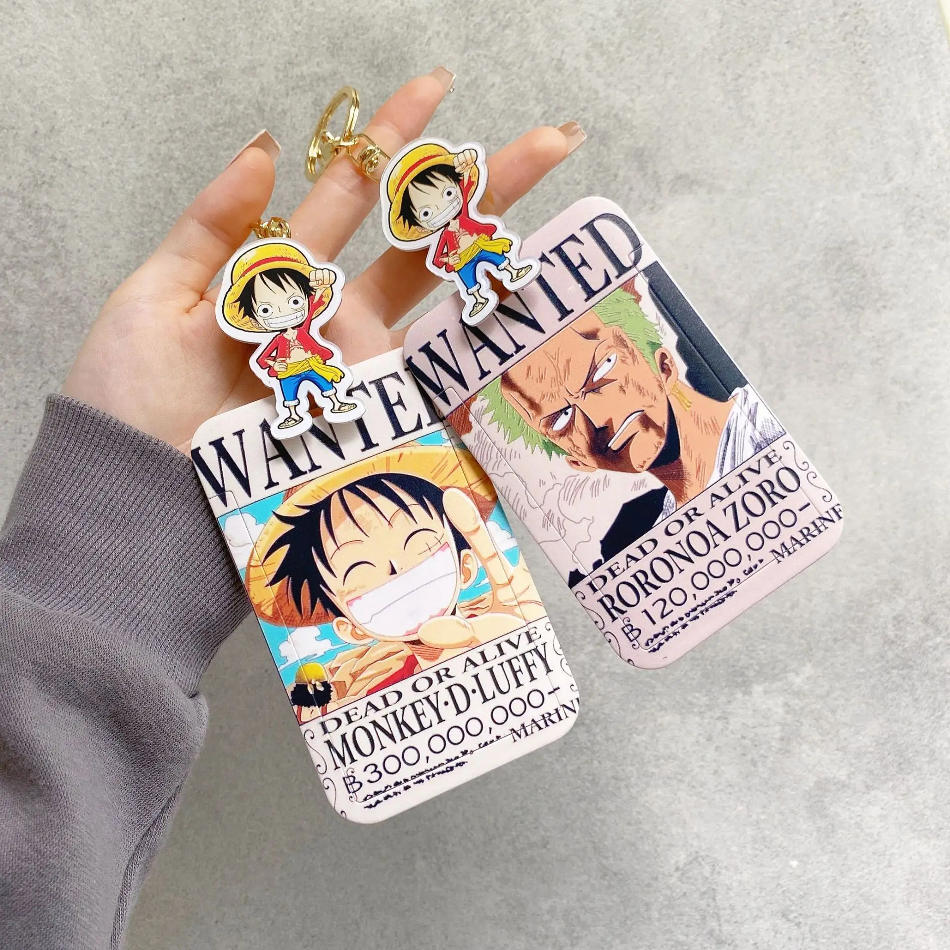 Wholesale Anime Luffy Chopper Zoro Card Holders Keychain Toy Cartoon ABS Student ID Card Bus Name Card Case Protect Card Sleeve