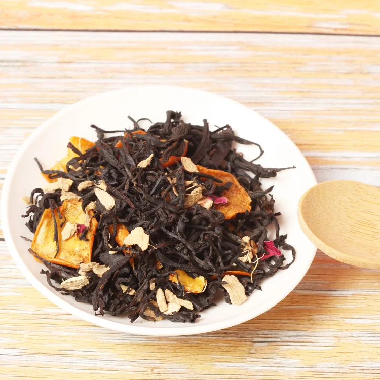 
Private Label Custom Cherry Blossom Organic Osmanthus Raspberry Leaf Orange Fruit Essence Ginger Flavored Tea 