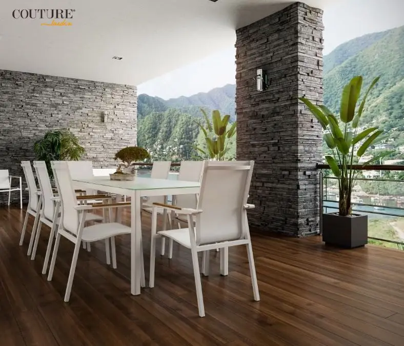 Couture Jardin hotel rope furniture outdoor dining set garden dining chair and table Dining Tables And Chairs Set