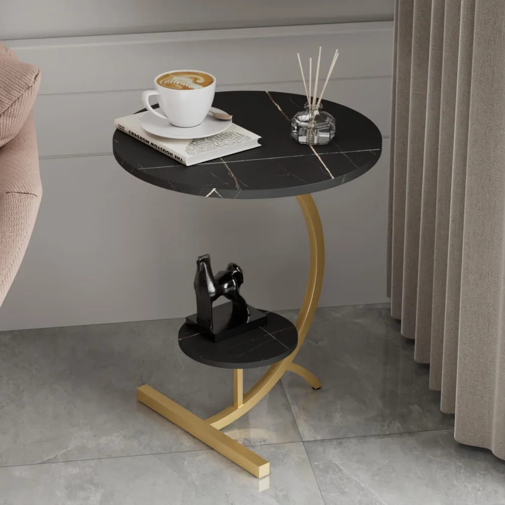 Nightstand Design Nordic Gold Round Bedroom Furniture Luxury Modern Bed Side Metal Marble Nightstand Bedside Table For Bed Rooms