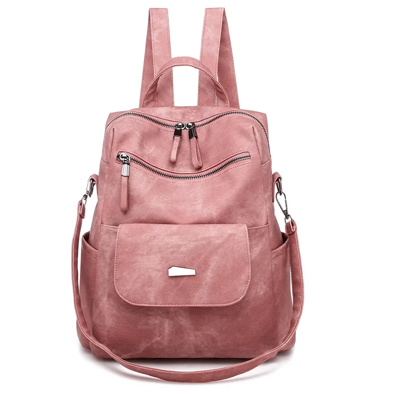 Multi-pocket Go Street Backpack Detachable Shoulder Strap Handbag PU Waterproof Girl School Bag