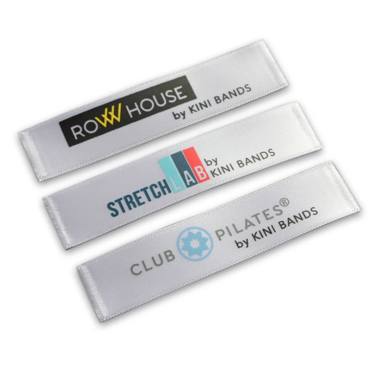 Custom Woven Edge Ribbon Silk Screen Printed Brand Name Logo Satin Label for Garment Products