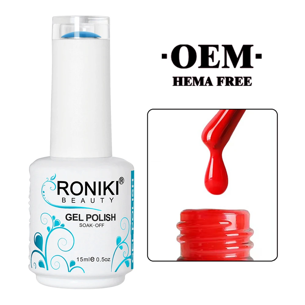 RONIKI Nail Gel Polish create your own brand Wholesale Colors Soak Off  UV Gel OEM Free HEMA Vegan Very Good Gel Nail Polish