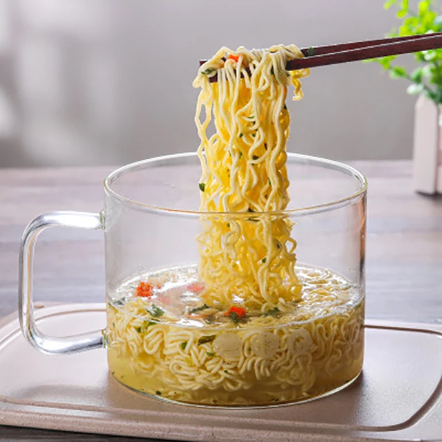 Wholesale Heat Resistant Clear High Borosilicate Glass Mixing Cup Salad Bowl Instant Noodle Milk Pot