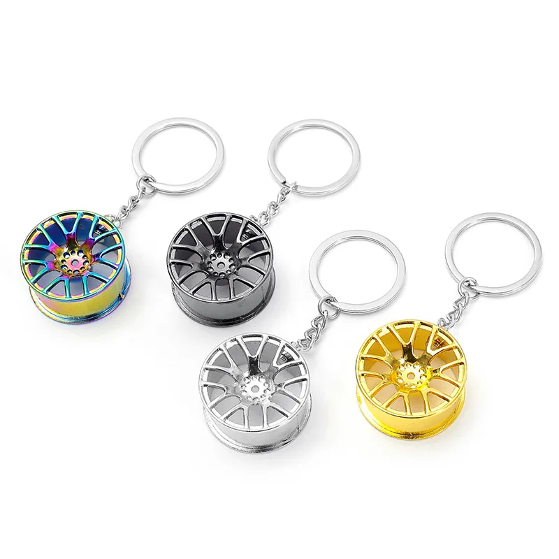 Creative gift car modified wheel hub metal key chain turbocharged advertising belt key ring ring pendant