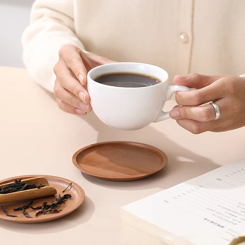 Wholesale Factory Round Square Bamboo Coaster Walnut Beech Wooden Tea Cup Coaster Set With Custom Size Logo
