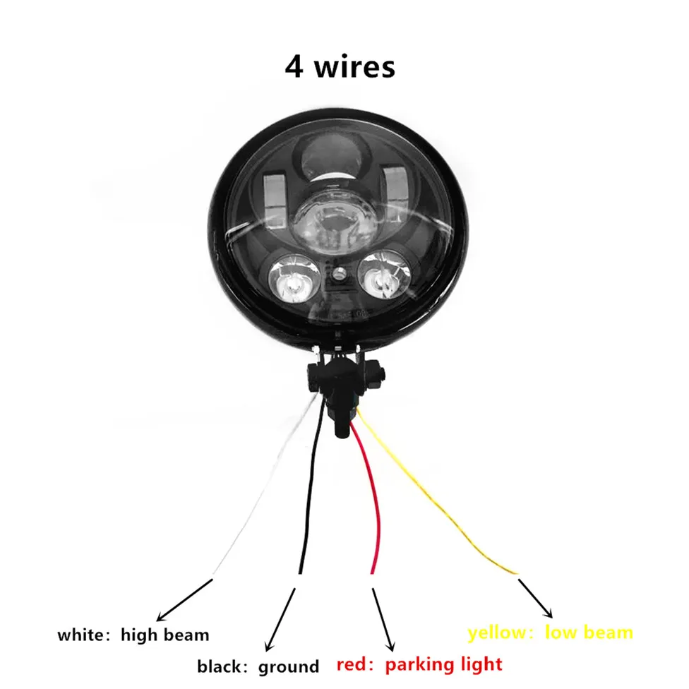 Vintage Black Motorcycle LED Headlight for Harley Custom Bikes