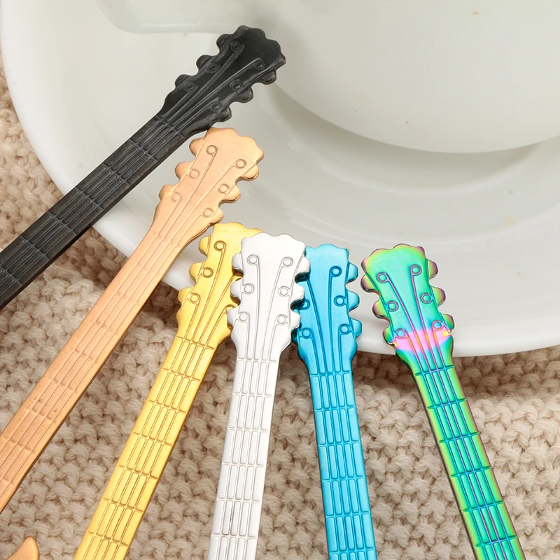 
Instrument Guitar Spoon Stainless Steel Yogurt Honey Candy Coffee Spoons 