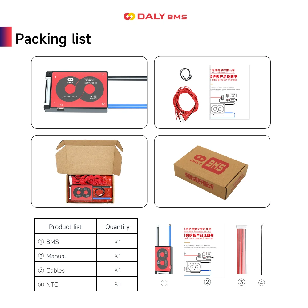 DALY H BMS 48V Hardware Standard Bms 40A 16S LFP for Scooter Ebike Tricycle Electric Bike Lifepo4 NTC