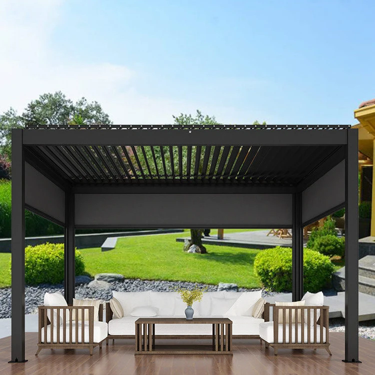 Modern Automatic Patio Outdoor Aluminium Pergola Opening Louvred Roof