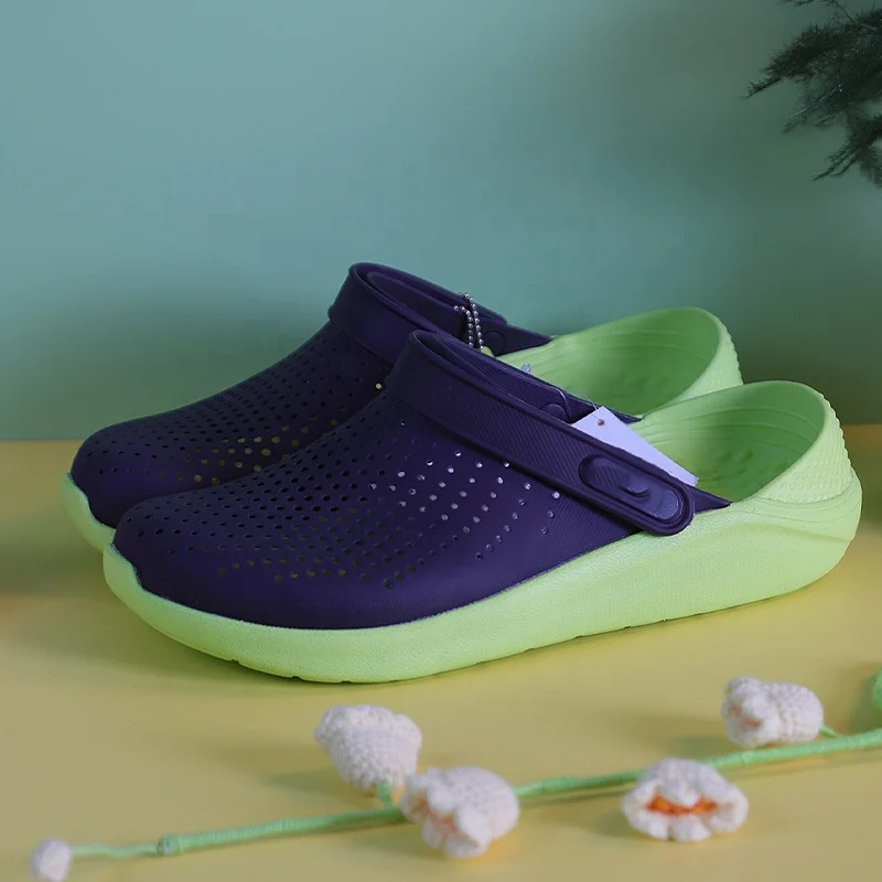 New arrival light weight colorful  Flat sandals men and women couples beach shoes hole clogs mules
