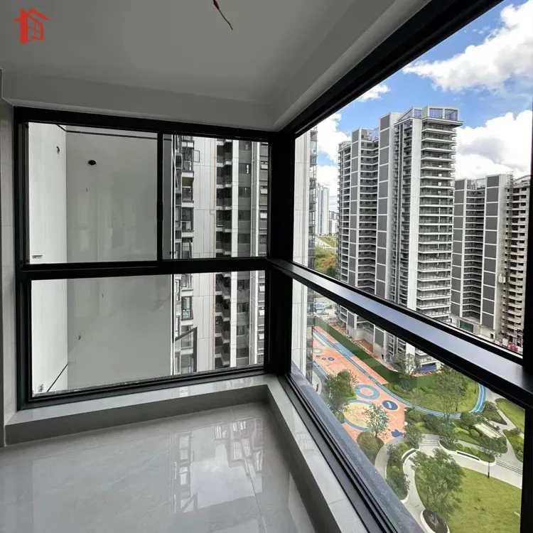 Broken Bridge Aluminum Sliding Window Heavy Duty Tempered Glass Commercial Viewing Window