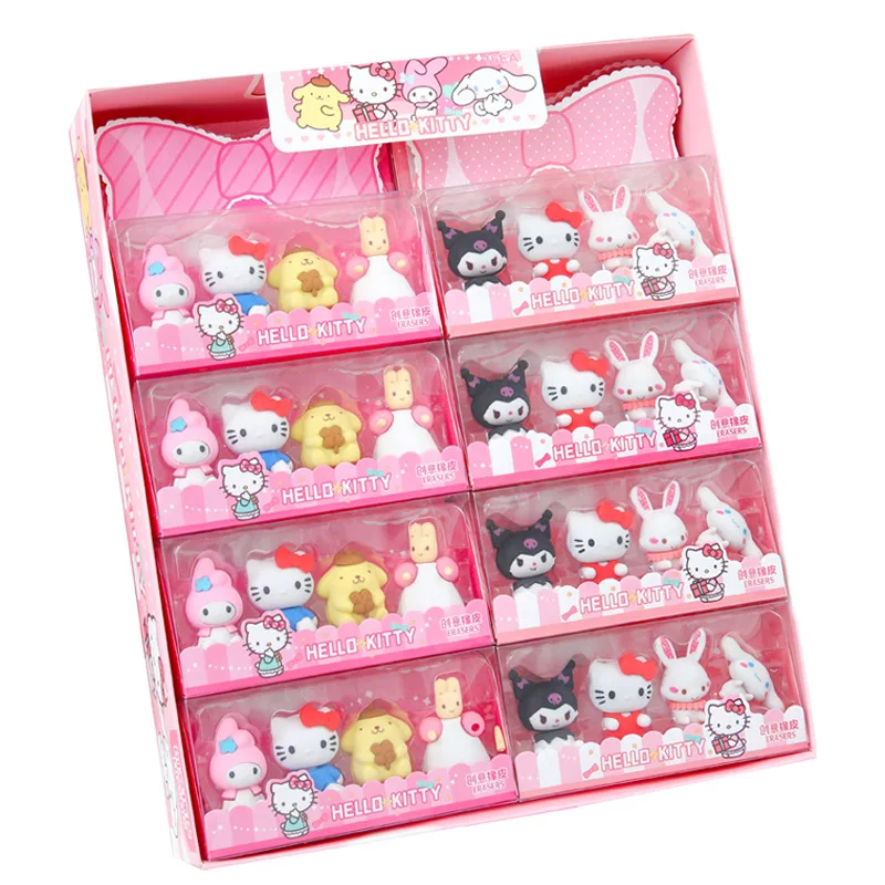Kawaii Sanrio Eraser kitty Kuromi Cinnamoroll Sanrio Family Creative Learning Gift Prize 3D Stereo Eraser anime Stationery