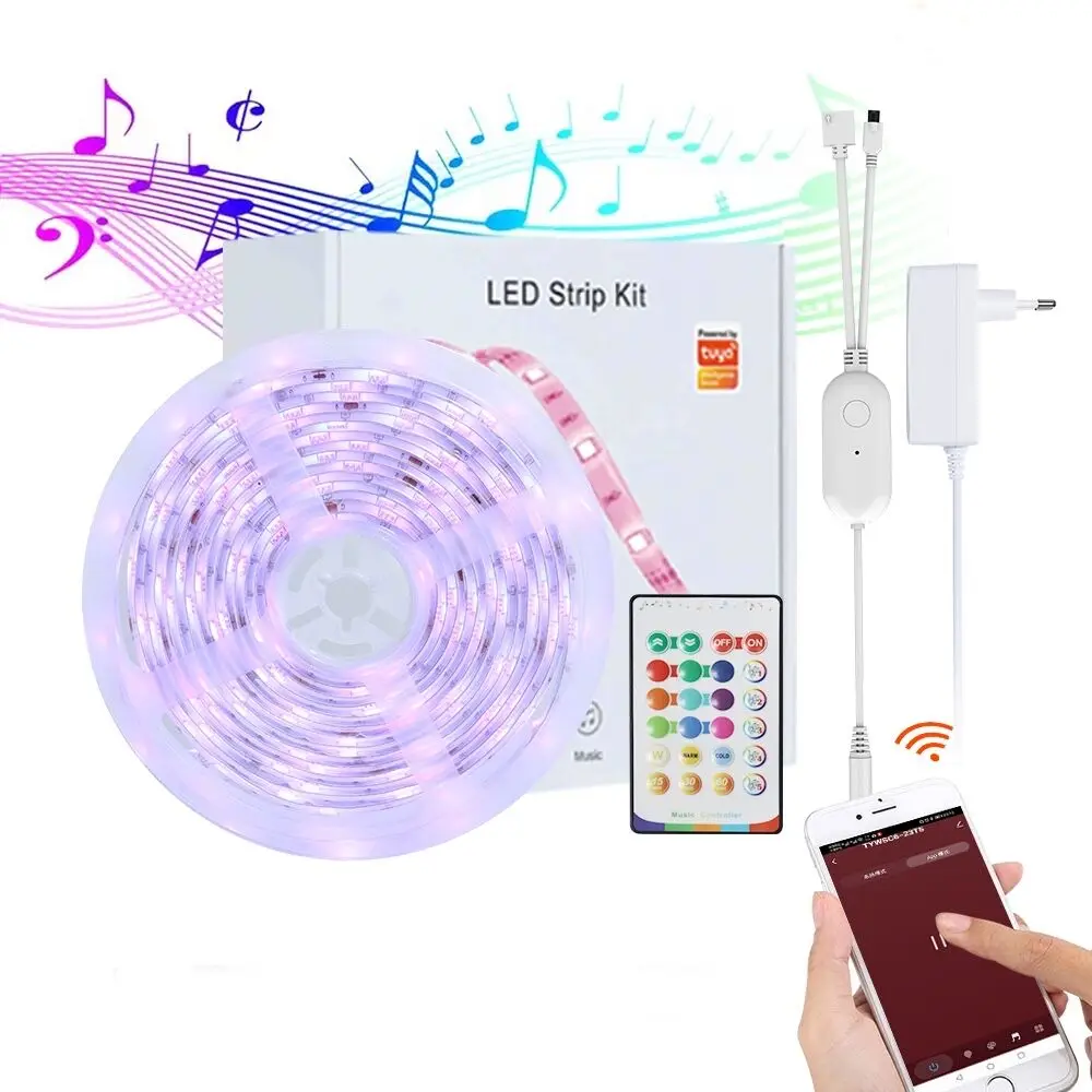 IP20 IP65 tuya Wi-Fi ble светодиодный музыкальный плеер мини 5050 + 2835 полосы Light-24key ИК 12V домашнего рождественского декора