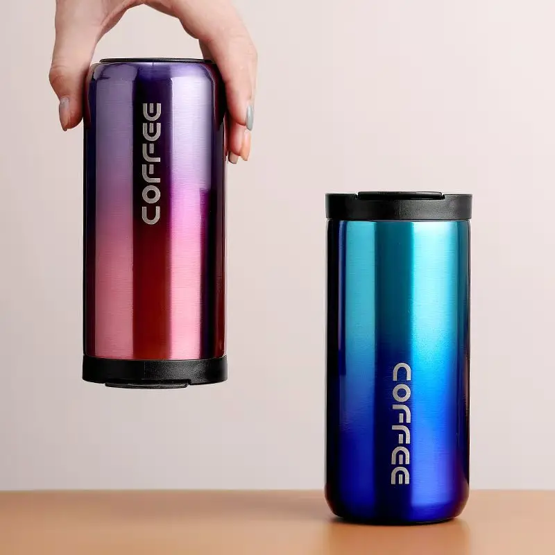 Covered Rubber Paint Cola Mug Steel Stainless Insulated Small Mouth Custom Capsule Tumbler Bottle Water Thermos Flask Cup