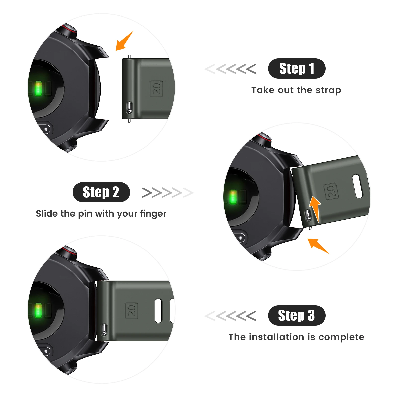 Eraysun Silicone Watch Bands Dual Color Silicone Bands 20mm for Garmin Forerunner 245/645 Soft Sport Rubber Breathable Strap