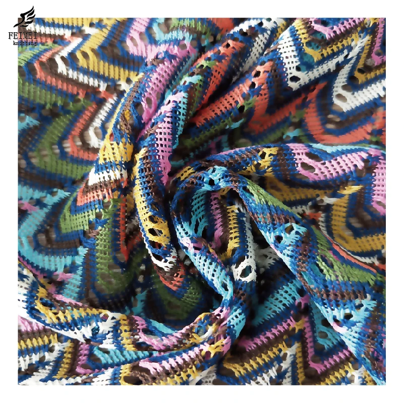 
2020 New Fashion 100 Polyester Knit Embroidery Lace Plaid Jacquard Fabric 