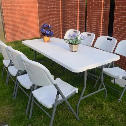 hot sale wholesale popular cheap price 6FT Regular outdoor garden banquet hdpe plastic folding table easy use