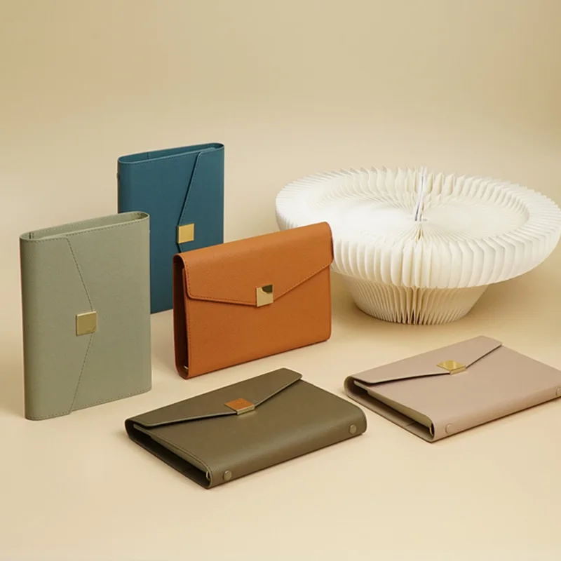 LABON Wholesale Loose Leaf Notebook Advertising Gifts Custom Logo Leather Traveler Conference Stationery Exhibition Notebook Set