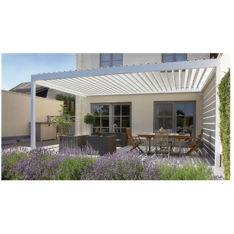 France style Aluminum Outdoor living Pergola with louvers roof system