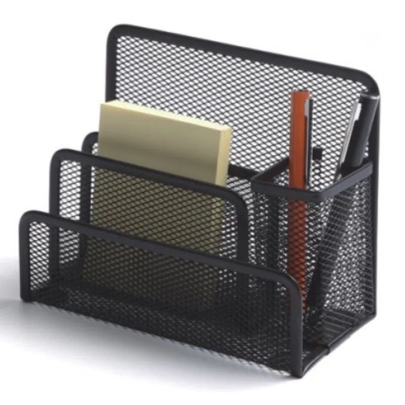 School Office Supply Customized Package Black Wire Mesh Metal Iron 4 Slots Table Desktop Pen Holder Letter