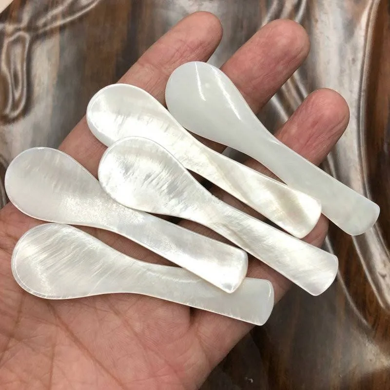 7.3cm White Shell Spoons Environmentally Friendly Biodegradable Spatulas
