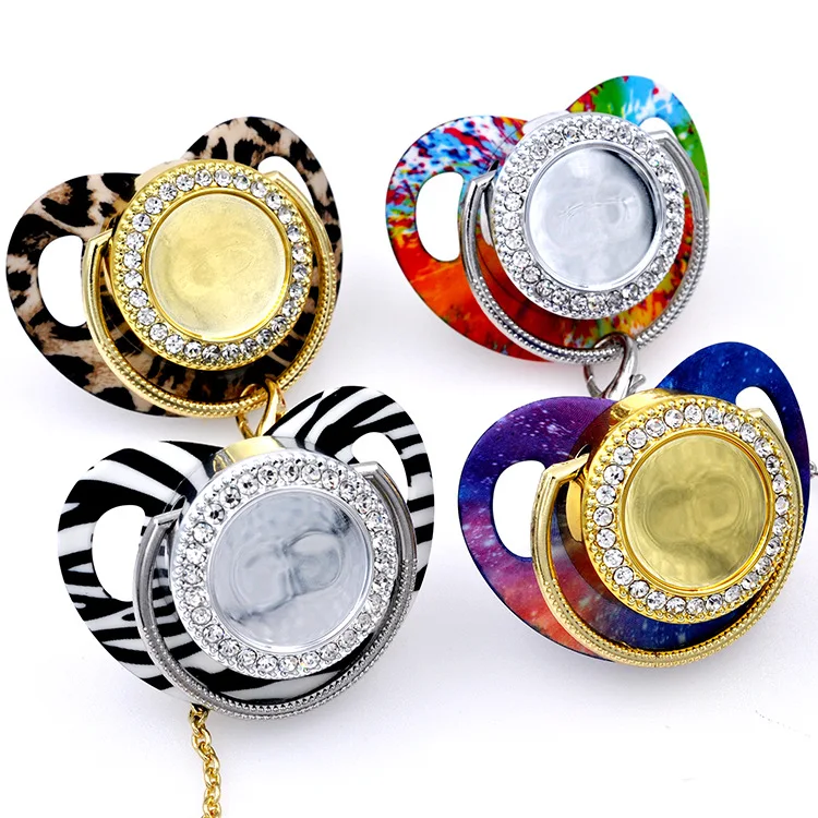 High quality Sublimation Custom Luxury Silicone Baby Blanks Nipple Pacifier Clip Holder Newborn Soother