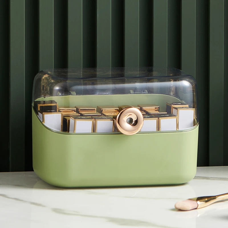 Hot Selling Dustproof Lid Lipgloss Holder Case Makeup Storage Container 24 Spaces Plastic Lipstick Organizer