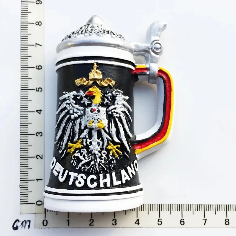 Resin painted magnet refrigerator sticker gift German creative classical beer mug travel souvenir decorative arts and crafts