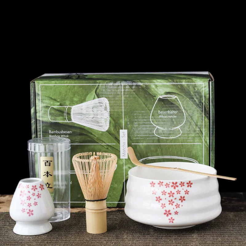 Wholesale Ceremonial Japanese Tea Tool Matcha Whisk Set Customized Matcha Set Gift Box With Metal Spoon,Bamboo Whisk