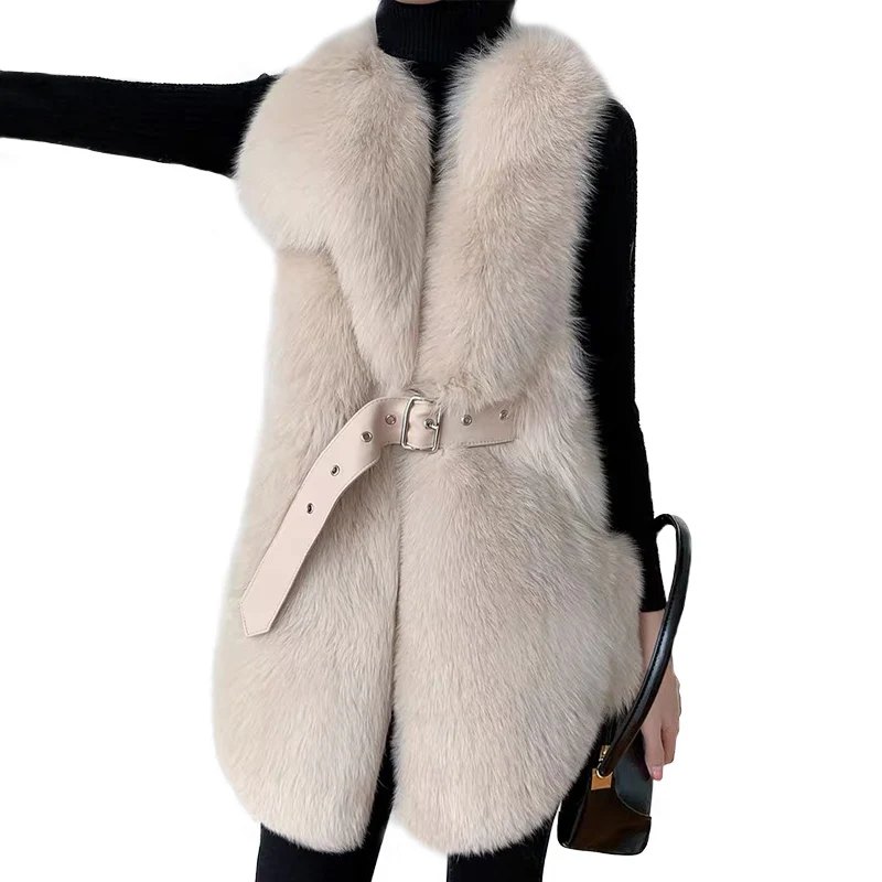 Luxury Fashion Women Winter Fur Waistcoats Clothes Real Fox Fur Vest for Women