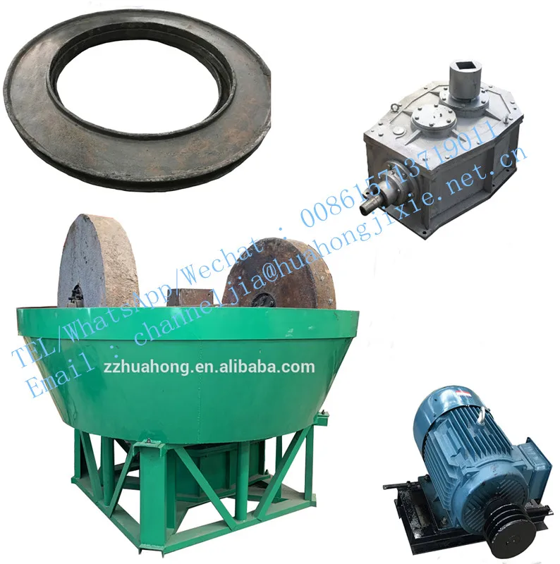 Africa use Double Wheel Silver Copper Gold Ore Grinding Machine Two Rollers Rings 1200 Wet Pan Mill