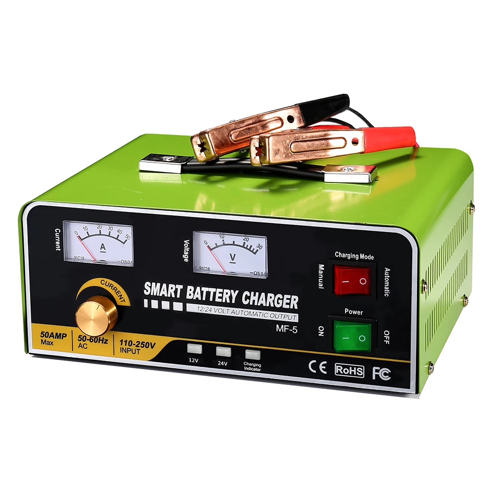Monfara Smart Battery Charger 12V 50A 24V 30A Auto-Volt Detection Automatic Battery Maintainer for Car Truck Forklift Boat SUV