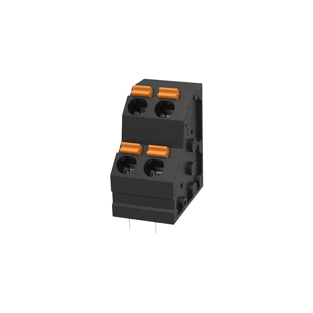 Screw-free electrical spring type 252-5.0 PCB quick terminal block black KF252H2-5.0MM Industrial Din Rail Mount Terminal Blocks