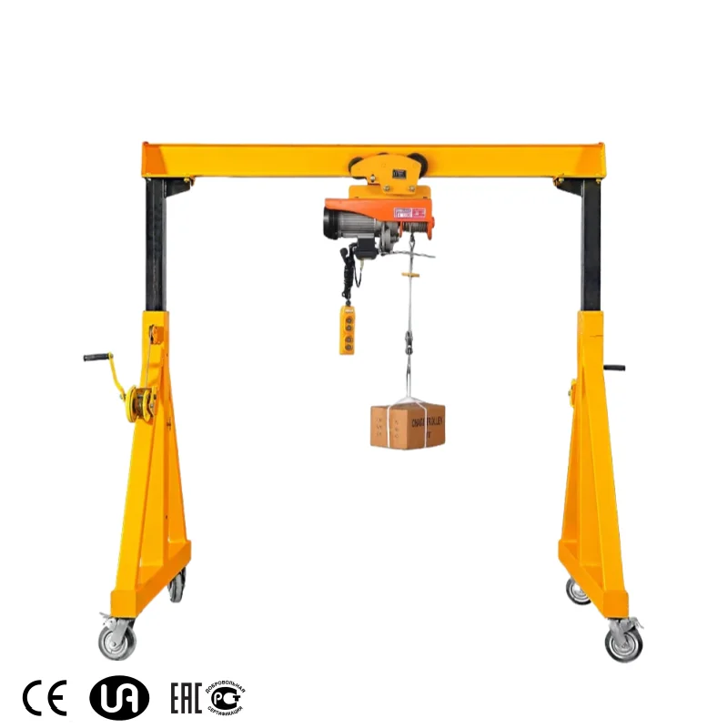 Workshop Steel 500kg 1 ton 3 ton mobile lifting adjustable height  gantry crane 1 ton 2 ton 5 ton self hoisting cranes on rails