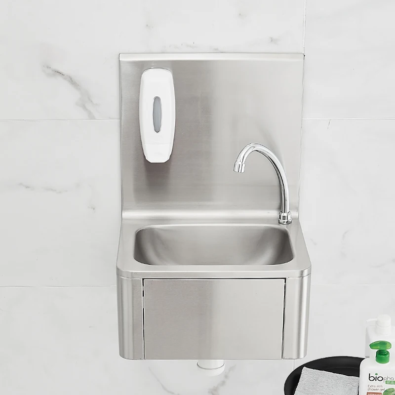 Hot Sells Restaurant Stainless Steel Knee Operated Hand Basin portable hand wash basin Wall Mounted Washing Sink For Factory