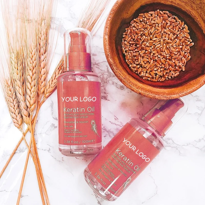 Factory prices 100% Pure Natural Hair Treatment essential Oil Nourishing anti frizz Keratin Hair Oil