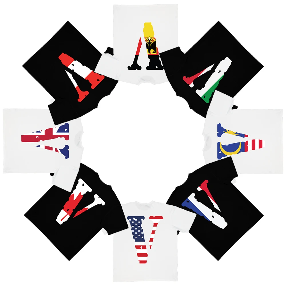 2021New Arrival T Shirt High Quality Cotton Plush Men shirt Hip Hop Street Oversize National Flag