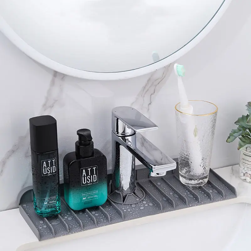 Eversoul Faucet Water Catcher Pad Tray Protectors Mat Silicone Sink Splash Guard for Kitchen Bathroom Counter Top