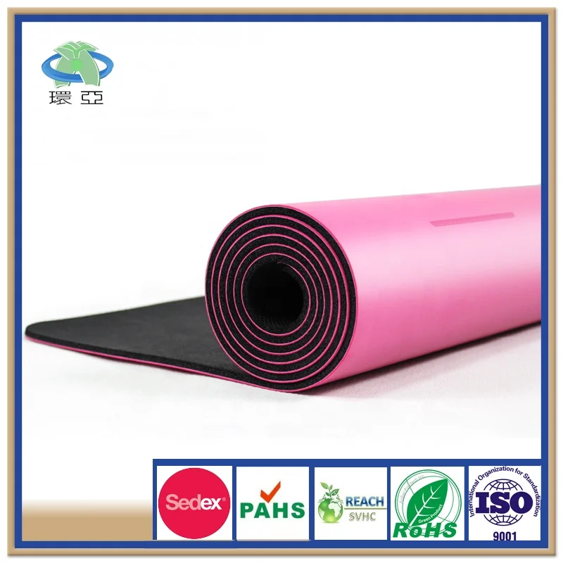 Private Label Pink Blue Grey And Black Natural Rubber Pu Yoga Mat With Alignment Body Lines Super Grip And Non-slip