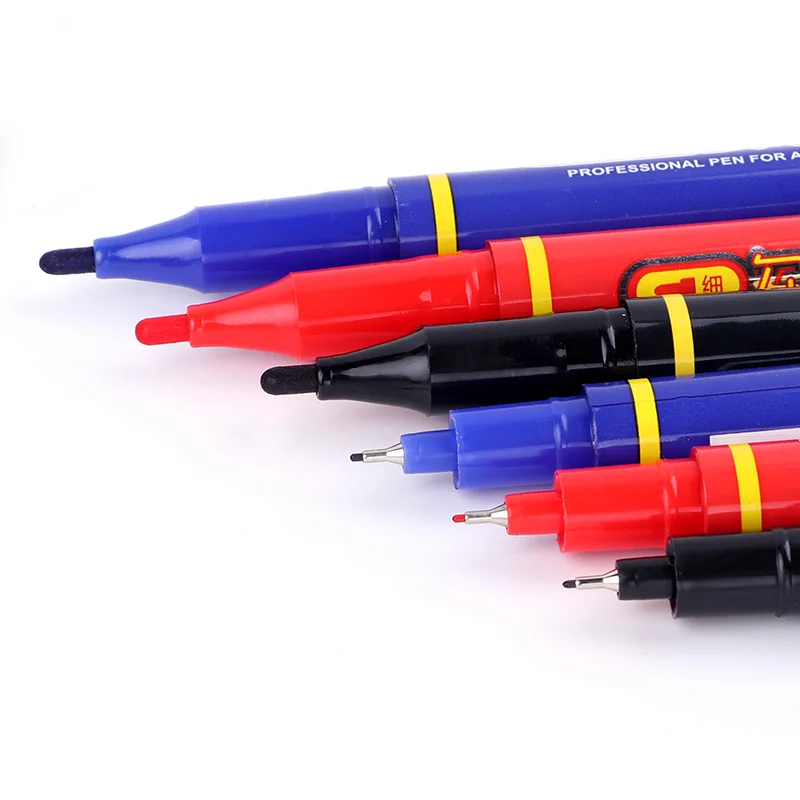 Oil Based Paint Pen Markers For Art Drawing , Black Color Dual Tips Permanent Fabric Marker Non Toxic