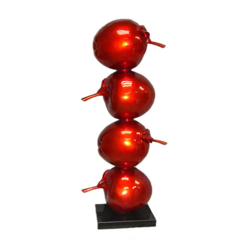 Custom Fruit Art Fiberglass Sculptures Red Apples Decor Glossy Desktop Decoration Apple Sculpture Hand made floor sculptures