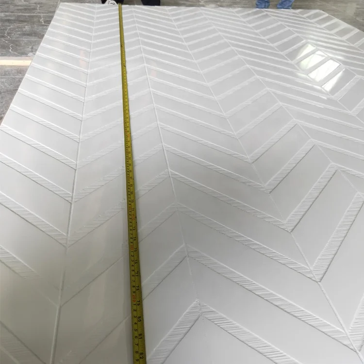 Xiamen Cultured Marble Factory Price  Resin Cultured Marble Chevron 3*8 Shower Wall Panels