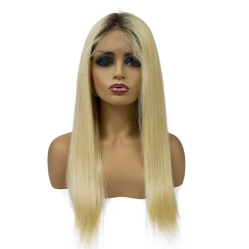 
Top Quality 150% 180% 200% density indian hair straight 1b 613 ash blonde ombre full lace human hair wig 
